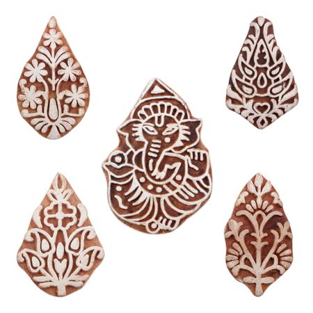 Set of 5 Piece New Mix Wooden Printing Blocks